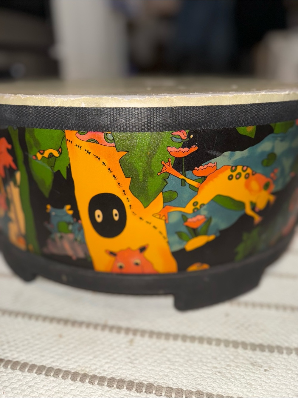Remo Kids Percussion Floor Drum 16" Colorful Animal Design Synthetic Plastic